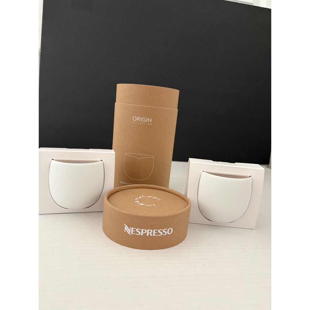 Nespresso India Mahdavi Origin Collection Lungo Cups Set (2) White Porcelain NEW